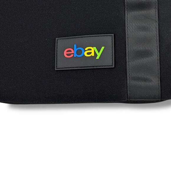 Official eBay Branded Neoprene Type Black Tote Bag Black Logo Striped Strap - Picture 2 of 5